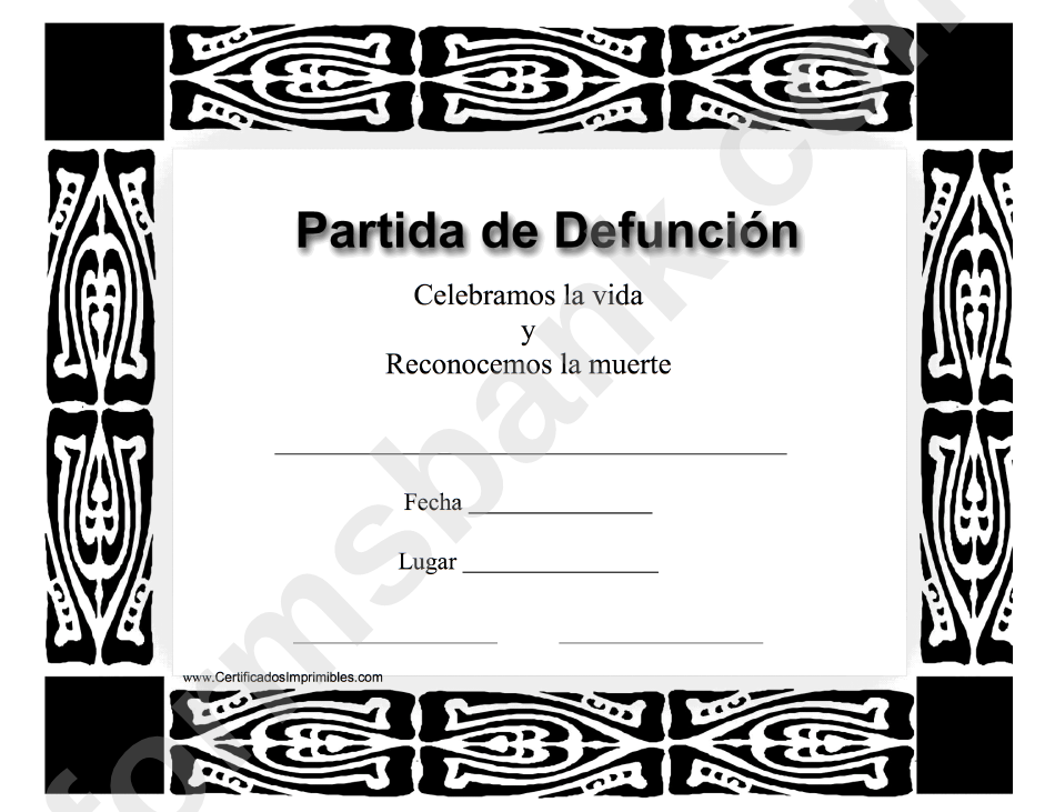 Partida De Defuncion Certificate