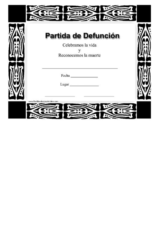 Partida De Defuncion Certificate Printable pdf