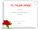 Mi Mejor Amiga Certificate (best Friend)