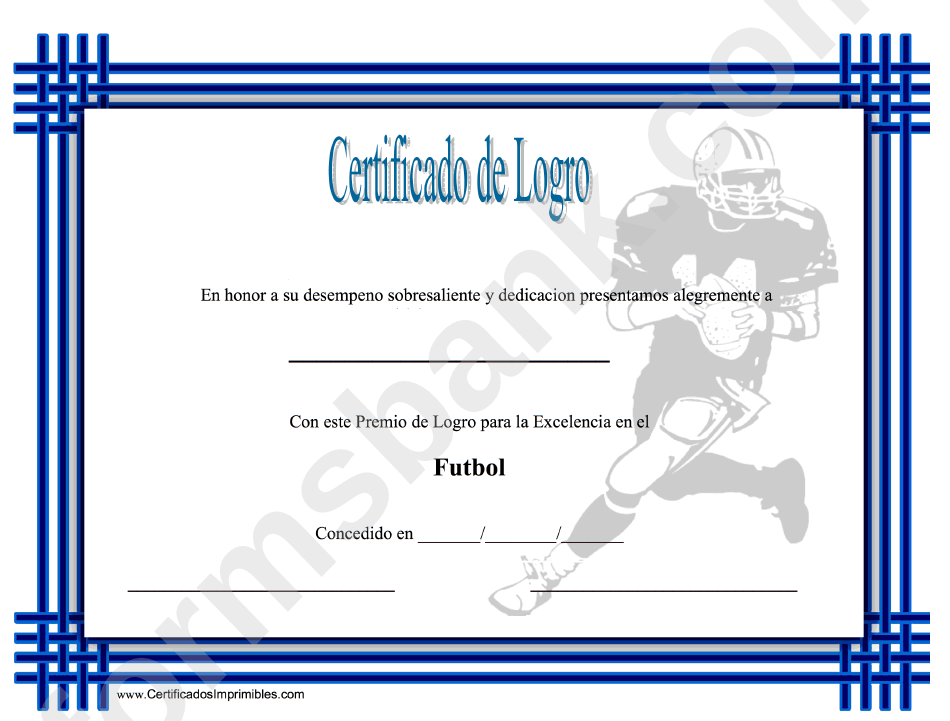 Football Certificate Of Achievement Template
