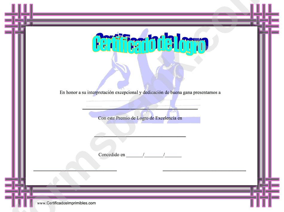 Gymnastics Certificate Of Achievement Template