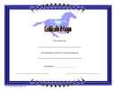 Equestrian Certificate Of Achievement Template
