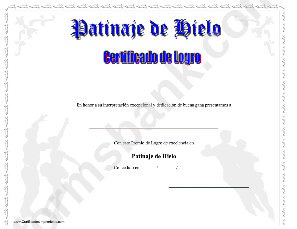 Ice Skating Certificate Of Achievement Template