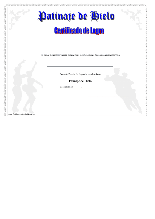 Ice Skating Certificate Of Achievement Template Printable pdf