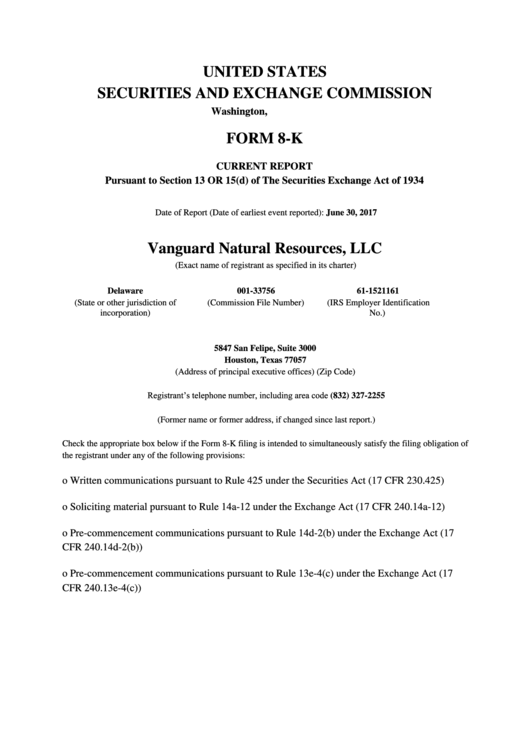 Form 8-K - Current Report - District Of Columbia Securities And Exchange Commission Printable pdf
