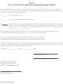 Form E - Affidavit For Educational Training Certificate