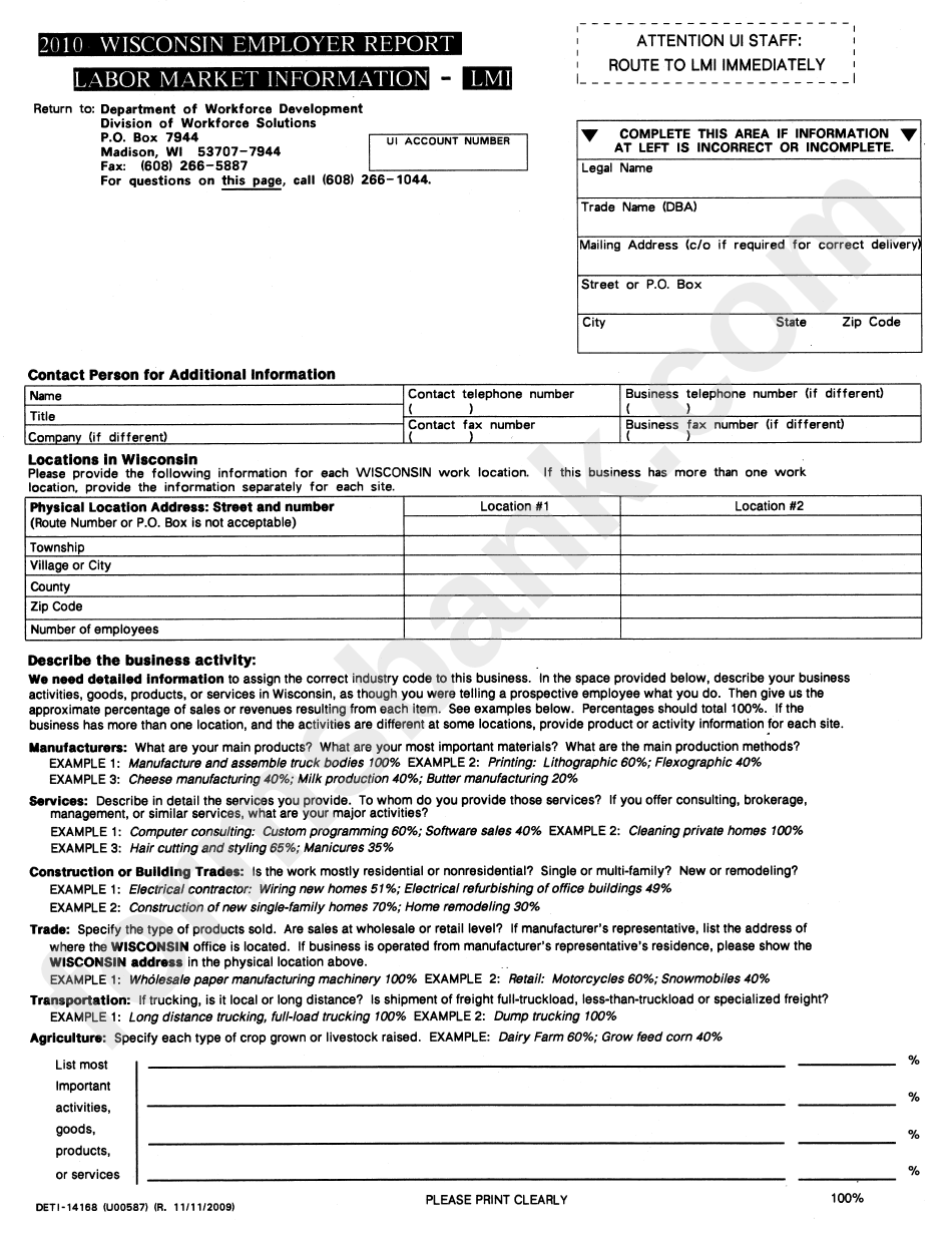 Wisconsin Employer Report Labor Market Information - Department Of ...