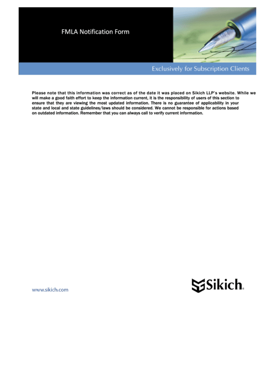 Fmla Notification Form - Sikich Llp Printable pdf