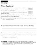 Prime Numbers Worksheet (With Answers) Printable pdf