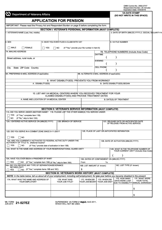 Va Form 21p 534ez Printable Printable World Holiday