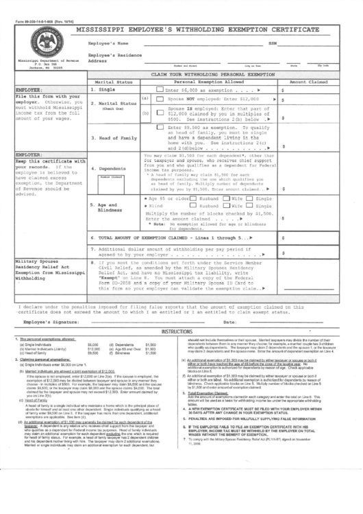 Form 89-350-14-8-1-000 - Mississippi Employee