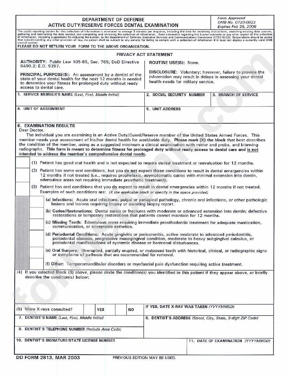 Dd2813 Form Fillable Printable Forms Free Online