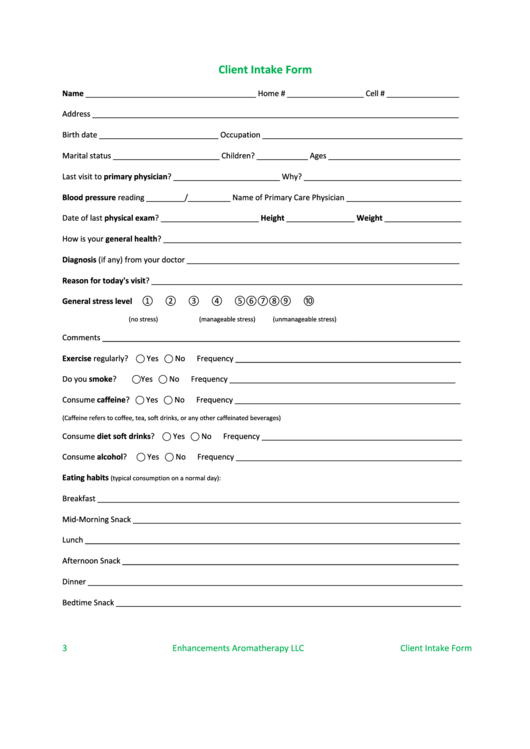 Free Printable Intake Forms Printable Forms Free Online