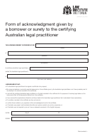 Form Of Acknowledgment Given By A Borrower Or Surety To The Certifying Australian Legal Practitioner