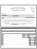Form 511 - Schedule E - Credit For Tax Paid To Another State - State Of Oklahoma