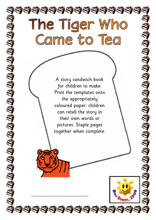 The Tiger Who Came To Tea - Story Sandwich Template Printable pdf