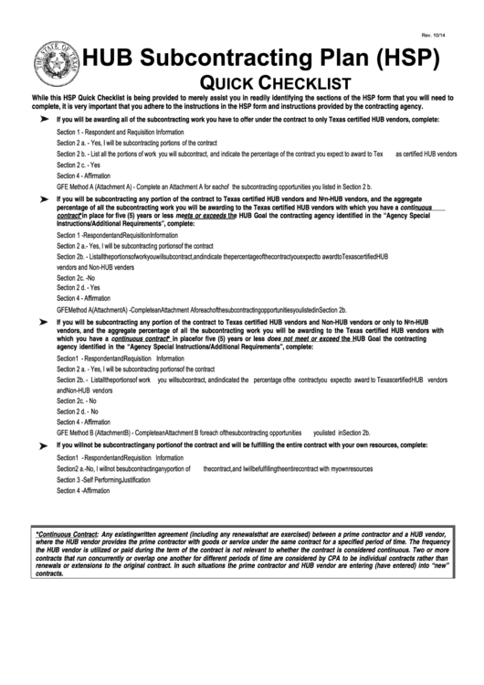 Fillable Hub Subcontracting Plan (Hsp) printable pdf download