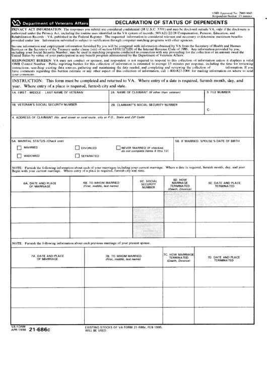 Printable Va Form 21 686c Printable World Holiday