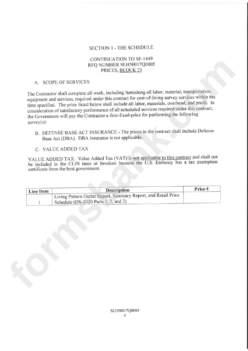 Form 1449 - Solicitation / Contract / Order For Commercial Items