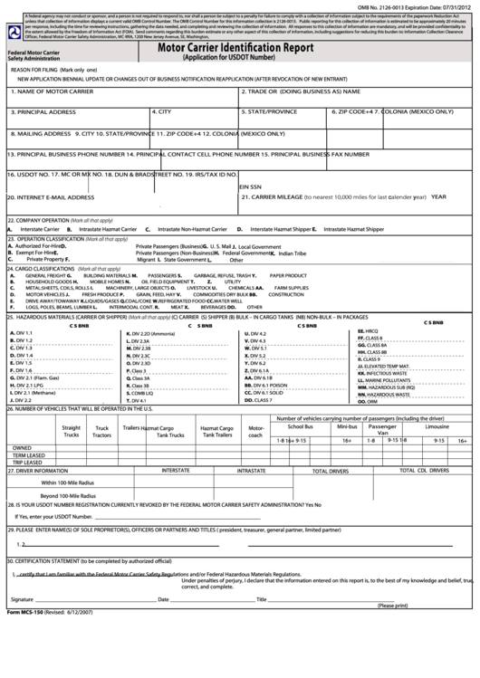 Mcs 150 Form Printable