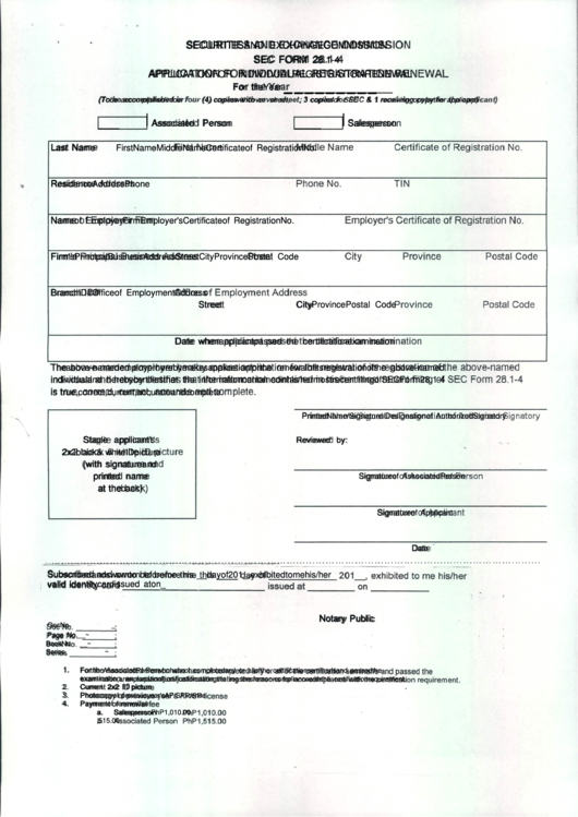Form 28.1-4 - Application For Individual Registration Renewal Printable pdf