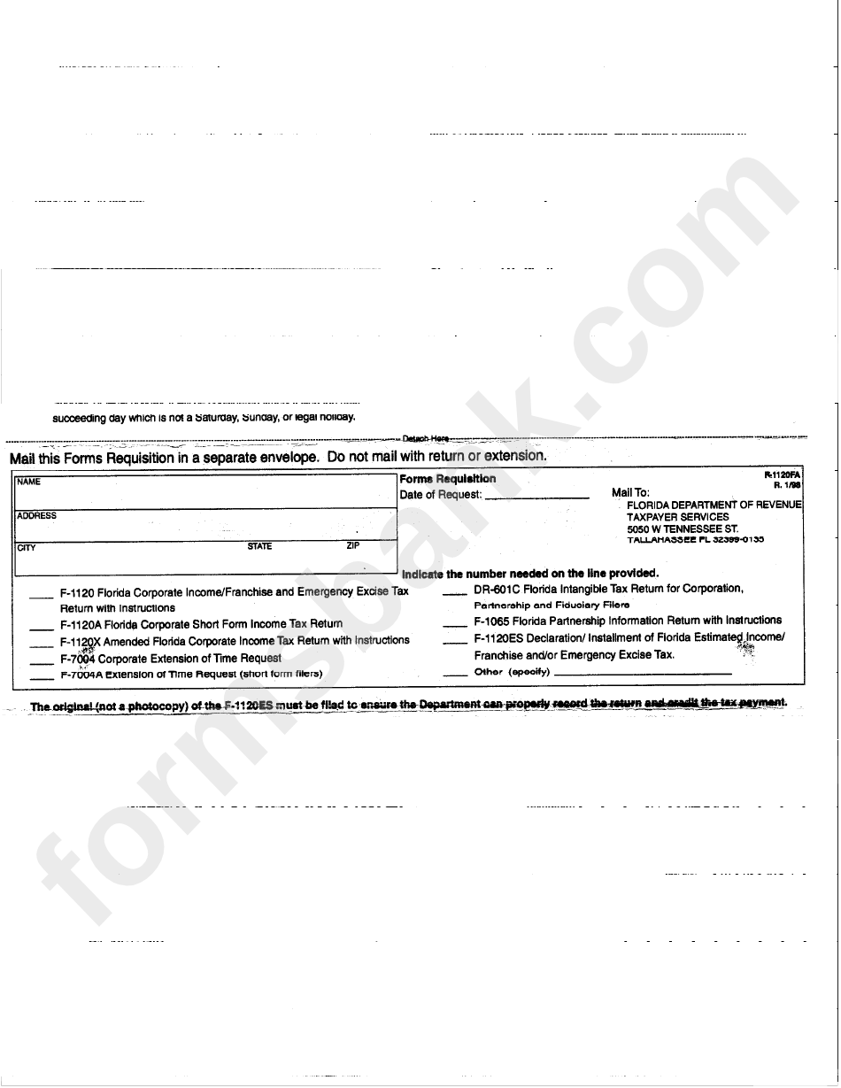 Form 1120fa - Forms Requisition - Department Of Revenue