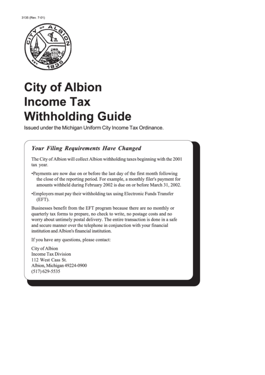 Form Albion 3102 - Notice Of Change Or Discontinuance For Albion City Taxes Printable pdf