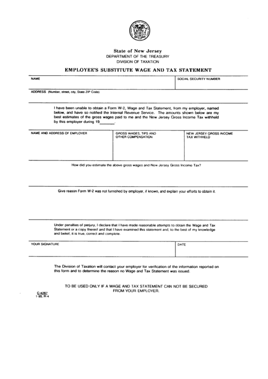 Fillable Form C-4267 - Employee