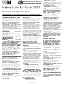Instructions For Form 5227 - Split-Interest Trust Information Return - 1994 Printable pdf