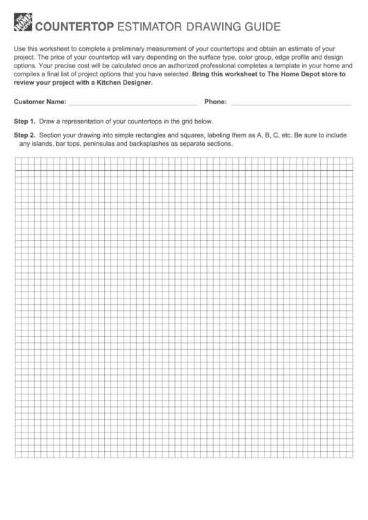 Countertop Estimator Drawing Worksheet