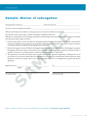 Waiver Of Subrogation Sample Form
