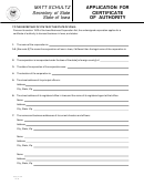 Form 635_0110a - Application For Certificate Of Authority - State Of Iowa - 2012
