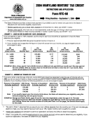 Instructions For Form Rtc-60 - Maryland Renters' Tax Credit - 2004