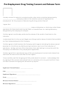 Pre-employment Drug Testing Consent And Release Form