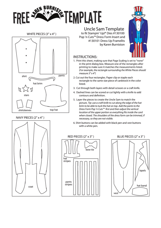 Uncle Sam Template - Full Set Printable pdf