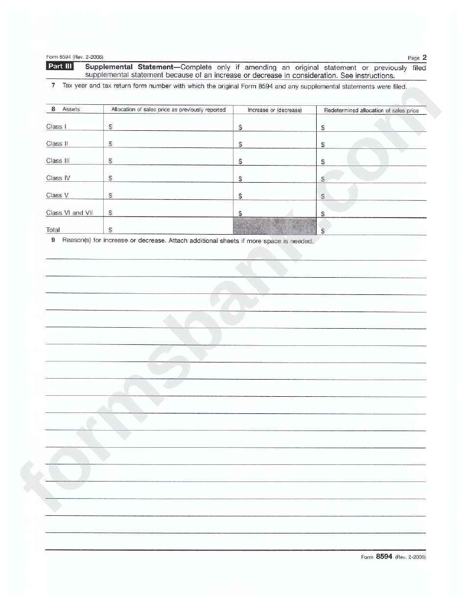 Form 8594 - Asset Acquisition Statement Under Section 1060 - Internal Revenue Service