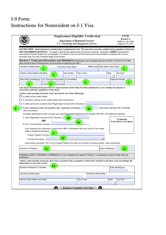 Printable I 9 Form With Instructions Printable Forms Free Online