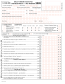 Form D-1040(Nr) - Individual Return-Non Resident - City Of Detroit Income Tax - 2003 Printable pdf