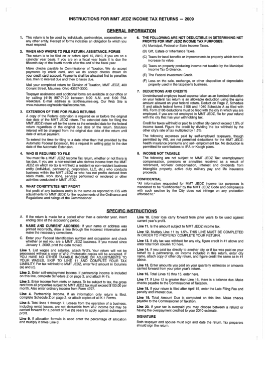 Computation Of Estimated Tax Worksheet - City Of Maumee - 2010 Printable pdf