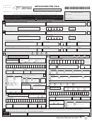 Fillable Form Mv-82ton - Applcation For Title Printable pdf