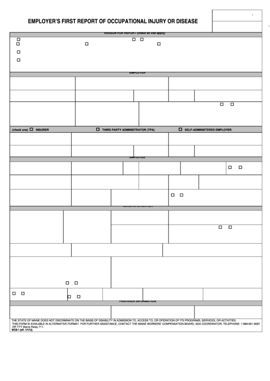 Fillable Form Wcb-1 - Employer