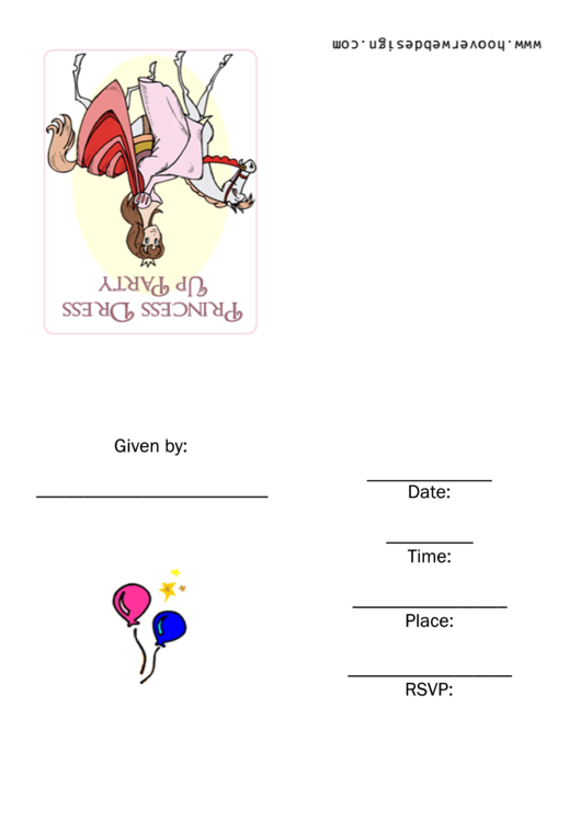 Princess Dress Up Party Invitation Template Printable pdf