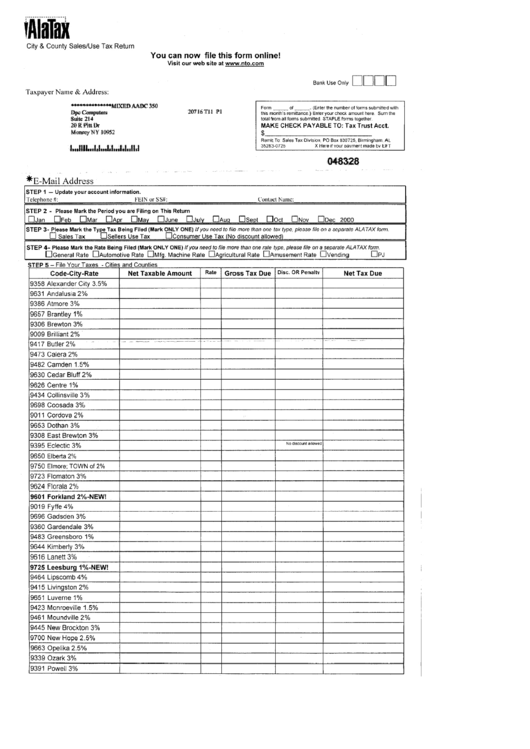 City And County Sales/use Tax Return Printable pdf