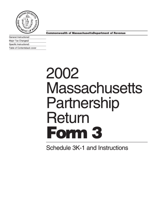 Form 3 - Massachusetts Partnership Return Form Instructions - 2002 ...