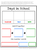 'days In School' Math Worksheet For Kids