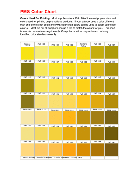 Pms Color Chart Printable pdf