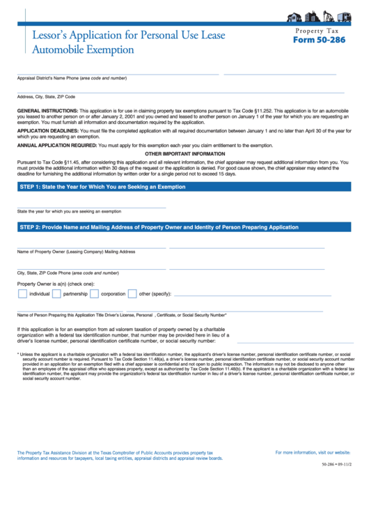 Fillable Form 50-286 - Lessor