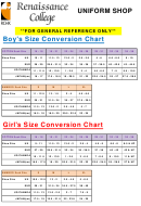 Rchl Sock & Shoe Size Conversion Chart