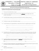 Application For Certificate Of Registration For A Limited Liability Company - Iowa Secretary Of State - 2001