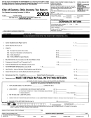 Income Tax Return - City Of Canton, Ohio - 2003 Printable pdf